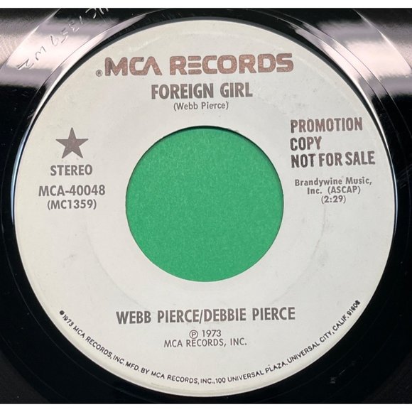 Webb Pierce and Debbie Pierce Foreign Girl 45 Country Promo WLP MCA 40048 - Picture 1 of 4